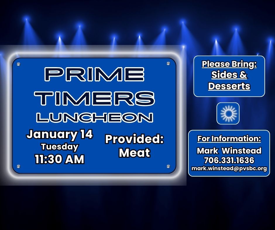 Jan. 14: Prime Timers Lunch at 11:30 a.m.